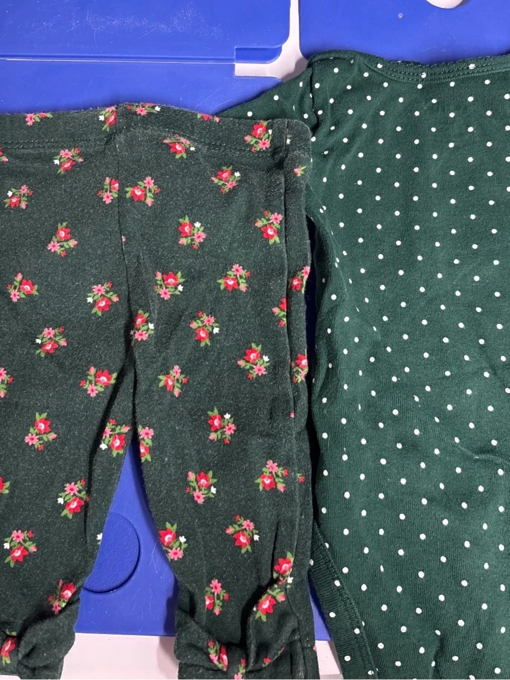 Carter's Dark Green Floral Polka Dot One-Piece Bodysuit Set